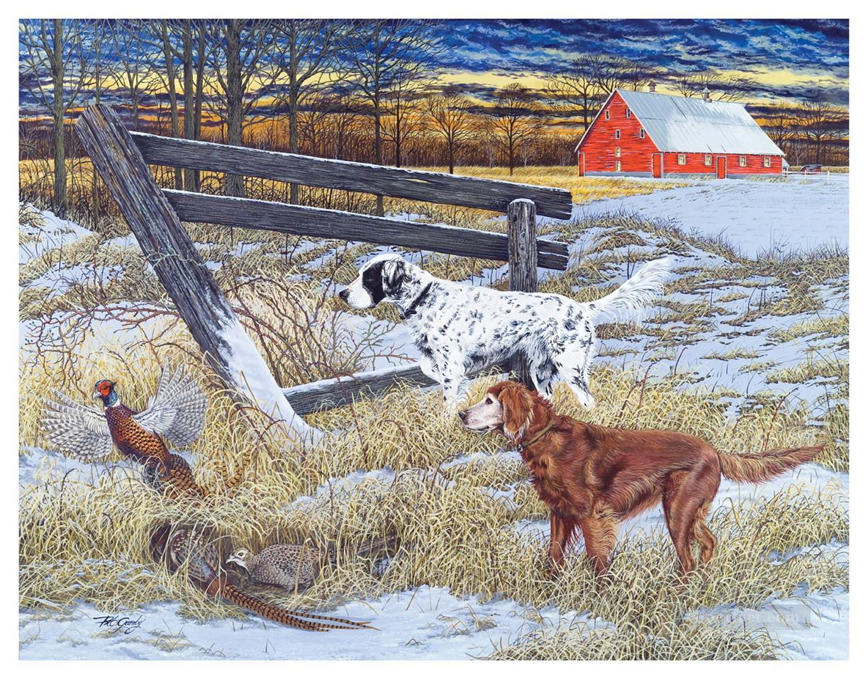 hounds and mallard in winter cynegetics Oil Paintings